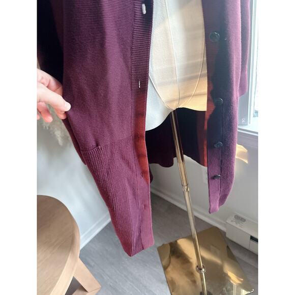 J. Jill Burgundy Long Line Cardigan Sweater Womens Large Long Duster Cardi - Picture 5 of 9